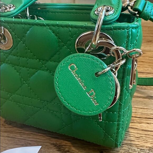 Christian Dior Lady Dior Bag Cannage Quilt Lambskin Micro Fern Green - Picture 4 of 11